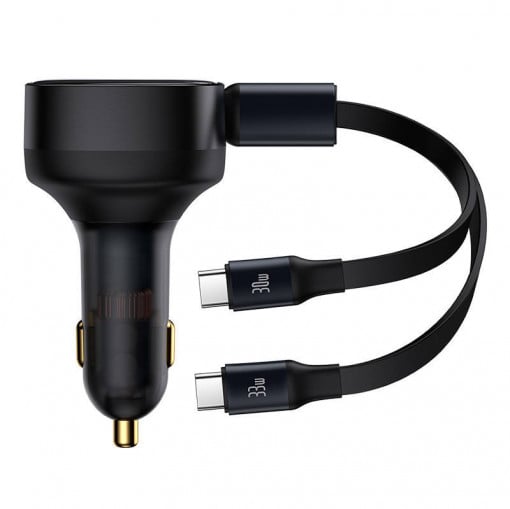 Baseus INCARCATOR auto Tiny Star, Quick Charge 33W, cablu integrat 2 x USB Type-C, C00035500111-00