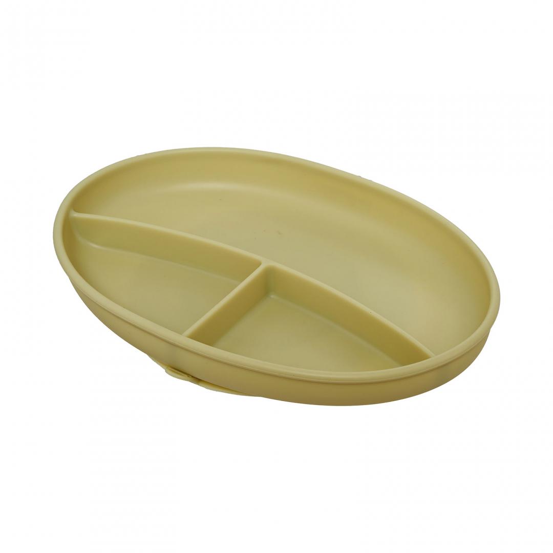 U-GROW Set diversificare 5 piese silicon : baveta, bol, farfurie, lingurita si furculita, UG-SET2OV - imagine 3