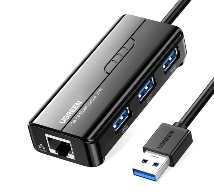 UGreen ADAPTOR RETEA, extern, USB 3.0 (T) la port Gigabit RJ-45, porturi USB: USB 3.0 x 3, 20265
