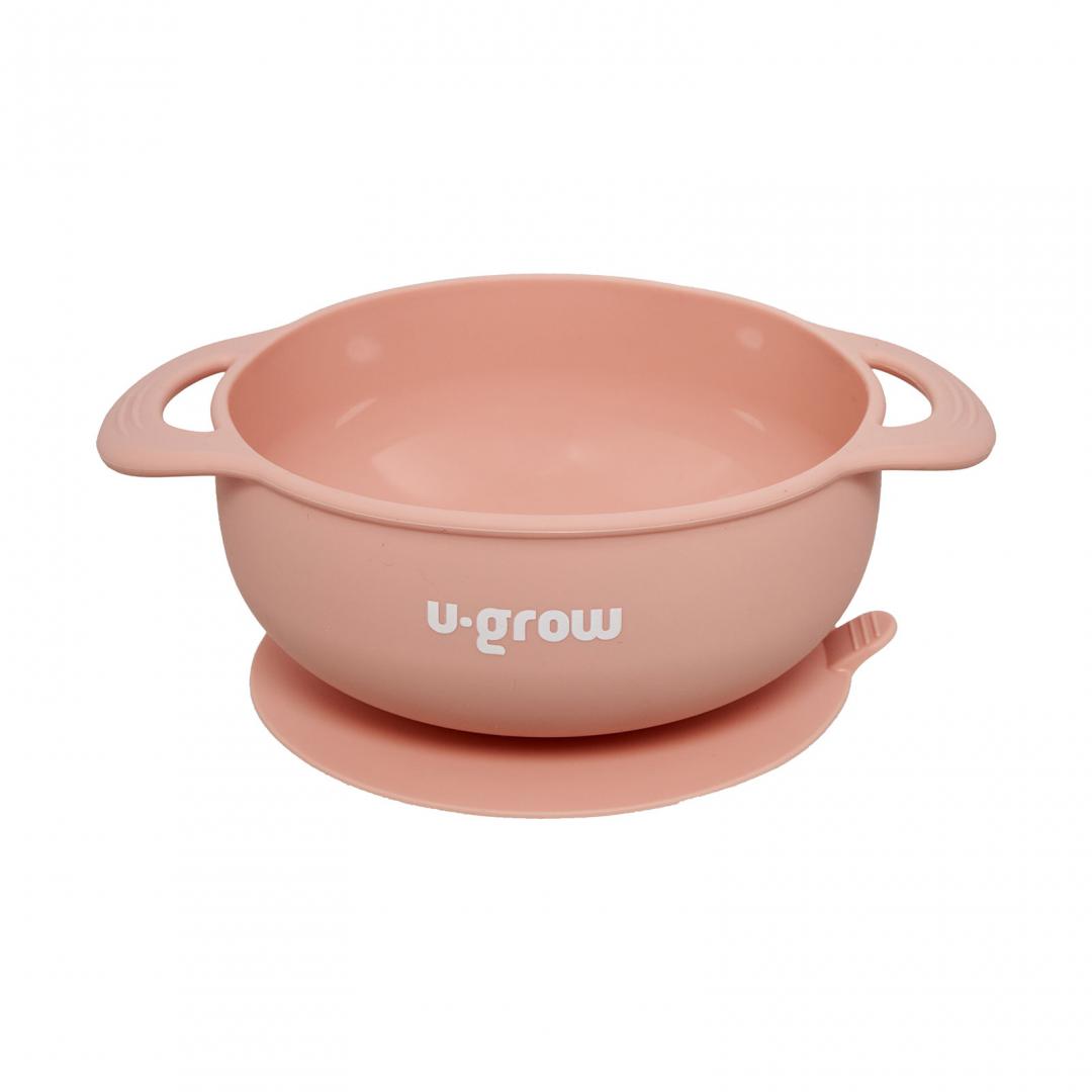 U-GROW Set diversificare 5 piese silicon : baveta, bol, farfurie, lingurita si furculita, UG-SET2PK - imagine 2