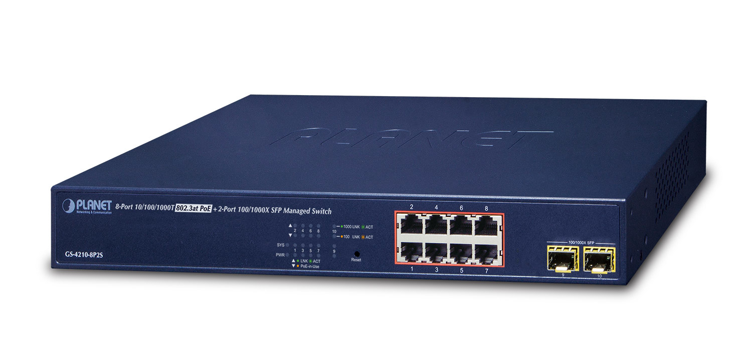 Planet NET SWITCH 8PORT 1000M POE+/, GS-4210-8P2S