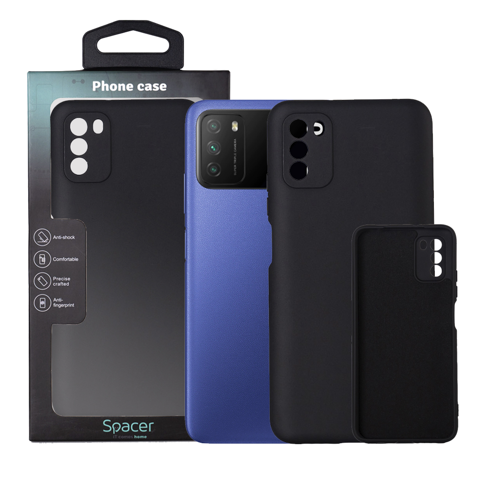 SPACER Husa Xiaomi Pocophone M3, negru, grosime 2mm, material flexibil silicon +, SPPC-XI-PC-M3-SLK