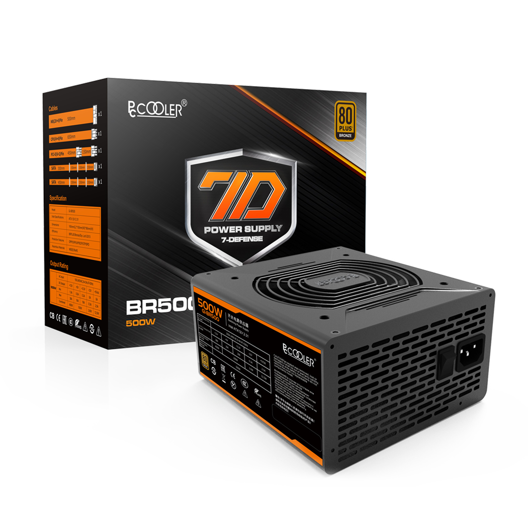 PCCOOLER SURSA 500W (real), fan 120mm PWM, 80 Plus Bronze, 2x PCI-E (6+2), 6x S-ATA, GI-BR500