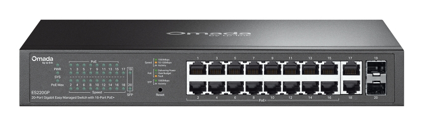 Tp-Link SWITCH Omada 20-Port Gigabit Easy Managed Switch with 16-Port PoE+, 150W buget POE, ES220GP