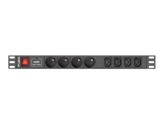 Lanberg Unitate alimentare PDU 19", 8 prize ng, PDU-04E04I-0200-IEC-BK - imagine 2
