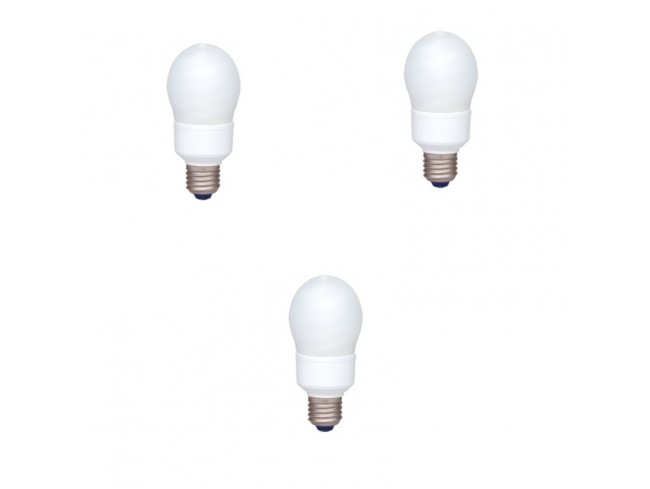 Panasonic SET 3 becuri fluorescent, soclu E27, putere 13W, forma oval, lumina alb rece, EFA13E672V-3