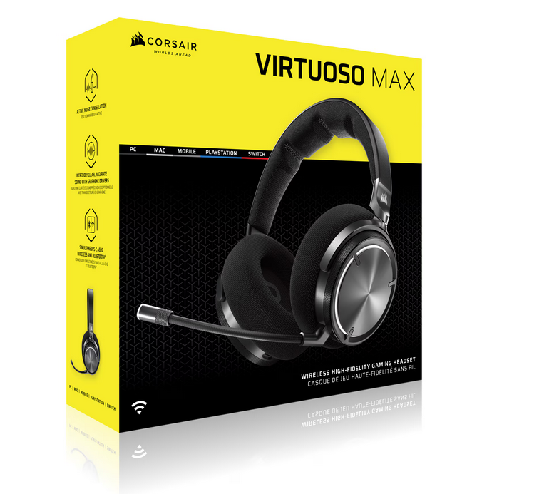Corsair Casti Gaming CR VIRTUOSO MAX WIR CARBON, CA-9011372-WW