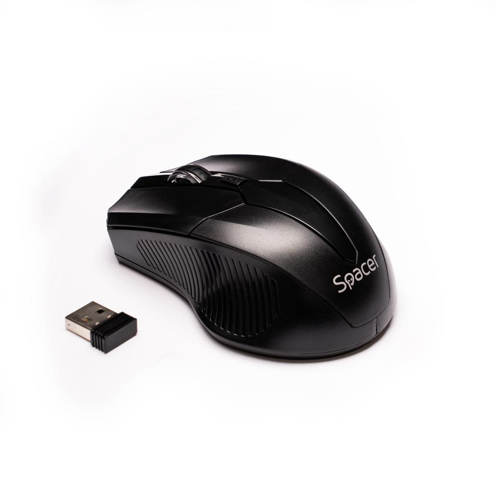 SPACER Mouse Wireless, 1600 dpi, Negru, SPMO-W02