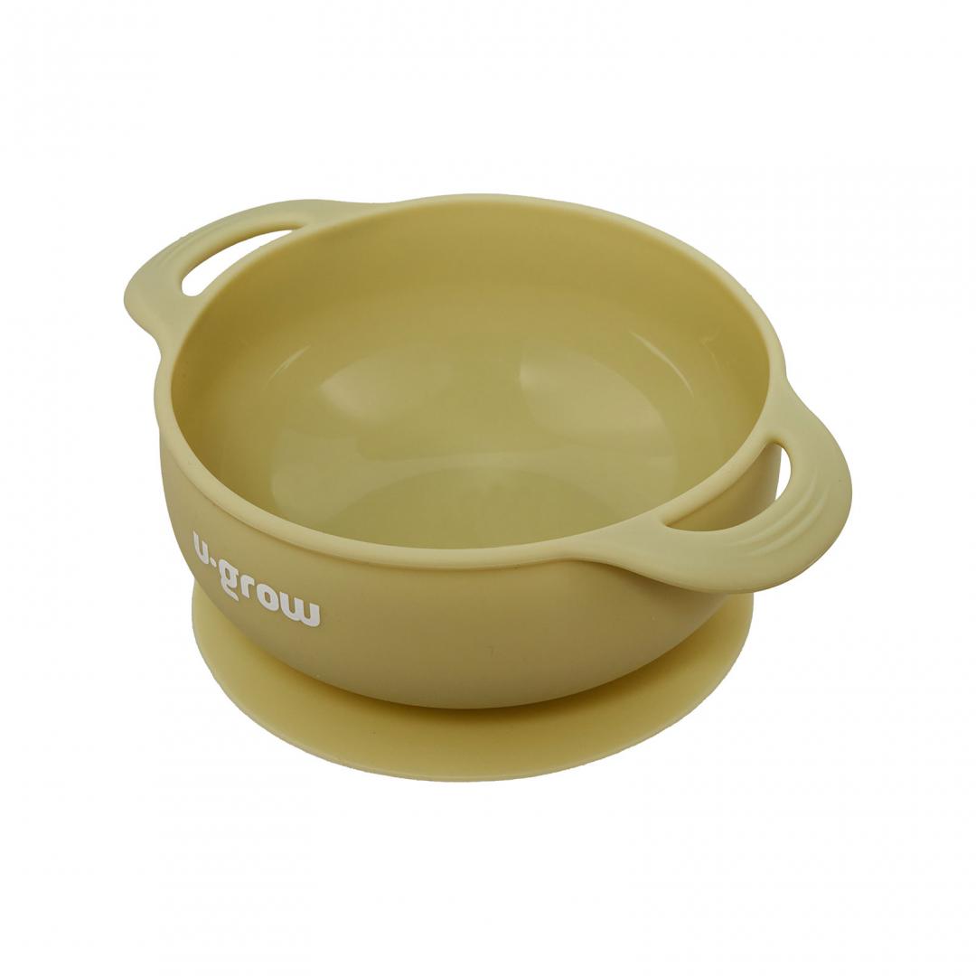 U-GROW Set diversificare 5 piese silicon : baveta, bol, farfurie, lingurita si furculita, UG-SET2OV - imagine 2