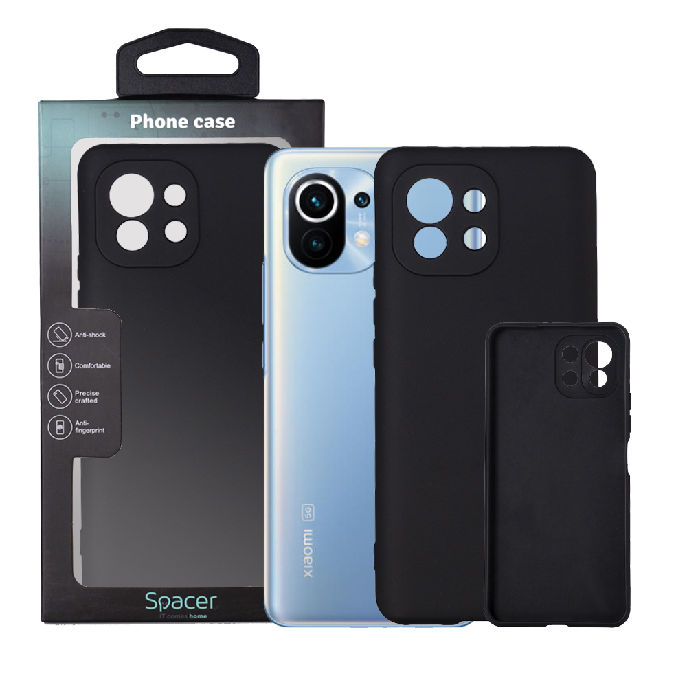 SPACER Husa Xiaomi Mi 11 5G, negru, grosime 1.5mm, material flexibil TPU, SPPC-XI-MI-115G-TPU