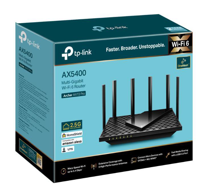 Tp-Link ROUTER wireless AX5400, 5400Mbps,1 x WAN 2.5 Gigabit, 4 porturi Gigabit,1 x, Archer AX72 Pro - imagine 4