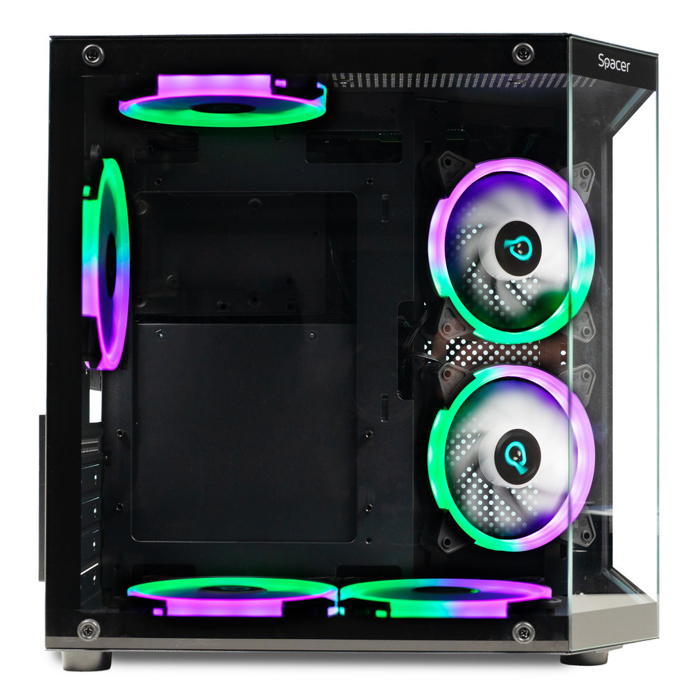 SPACER CARCASA - gaming, Mini Tower, mATX Compact (max 244x200 mm), AQUARIUM, SPCS-GC-AQUARIUM-BK-6F - imagine 3