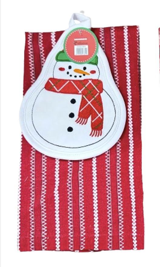 HEINNER Set 2 piese bucatarie:suport vase,prosop Snowman, HR-2SET-XSNW