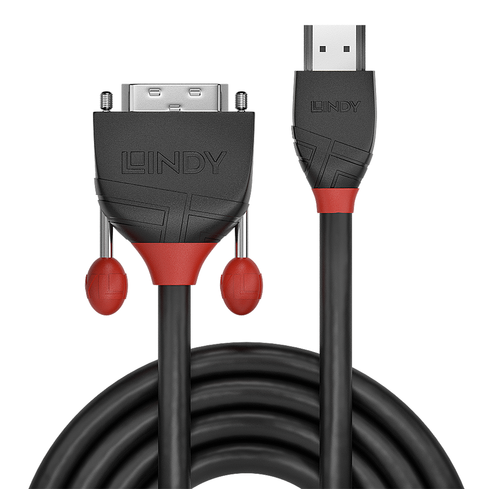 Lindy 5m HDMI to DVI-D Cable, Black Line, LY-36274