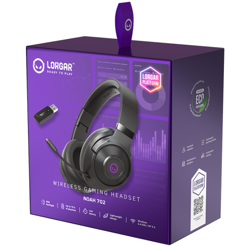 LORGAR Noah 702, Wireless Gaming Headset, black, LRG-GHS702
