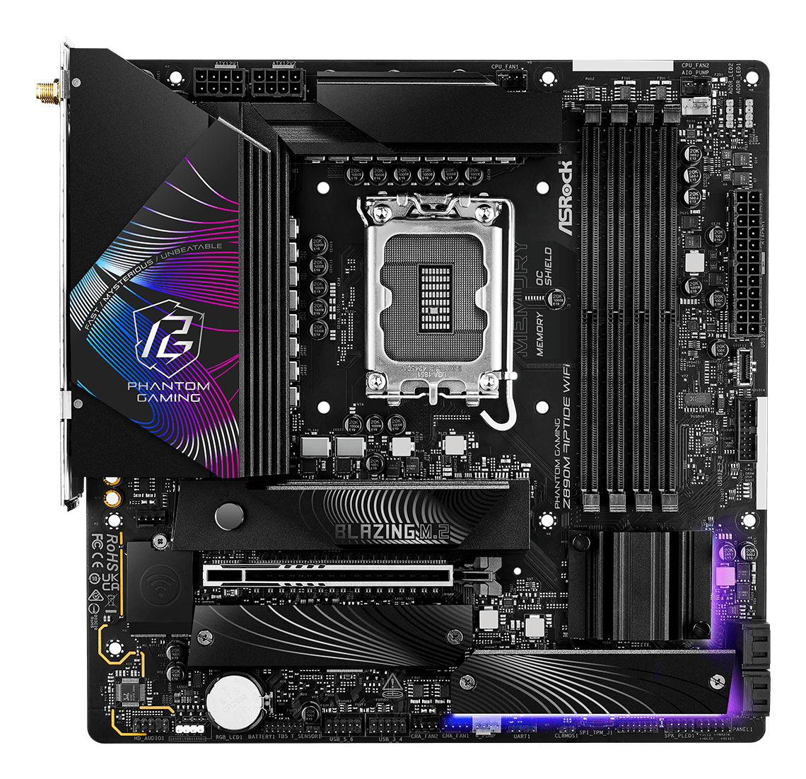 Asrock Placa de baza Z890M RIPTIDE WiFi Mainboard, Sockel LGA 1851, Intel Z890, 90-MXBPK0-A0UAYZ - imagine 3