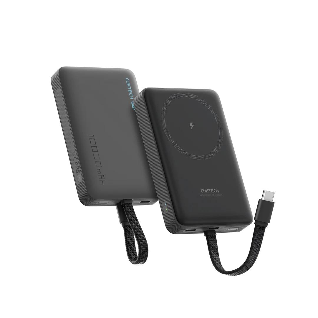 Cuktech POWER BANK Magnetic, 10000mAh, 20W, cablu integrat USB Type-C, gri, CKWPB100LGLBK