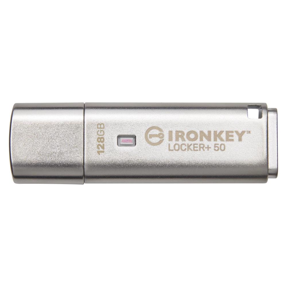 Kingston 128GB IronKey Locker Plus 50 AES Encrypted, USBtoCloud, IKLP50/128GB
