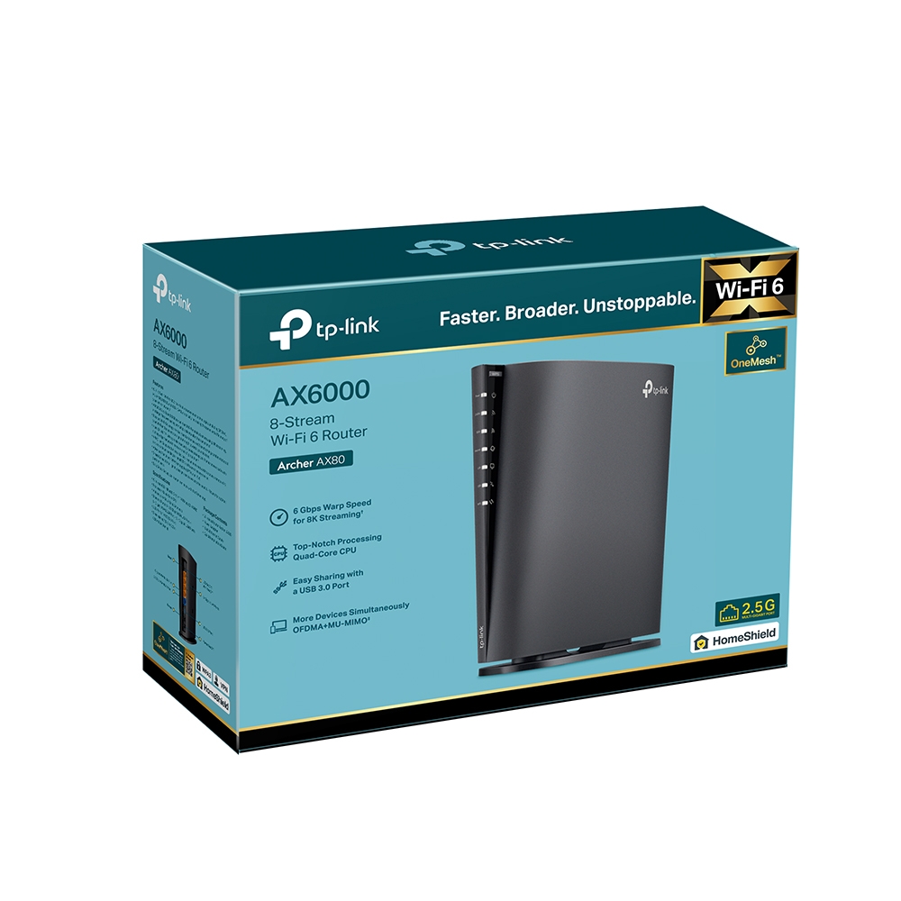 Tp-Link ROUTER wireless AX6000,1 x 2.5 Gbps WAN/LAN, Archer AX80 - imagine 6