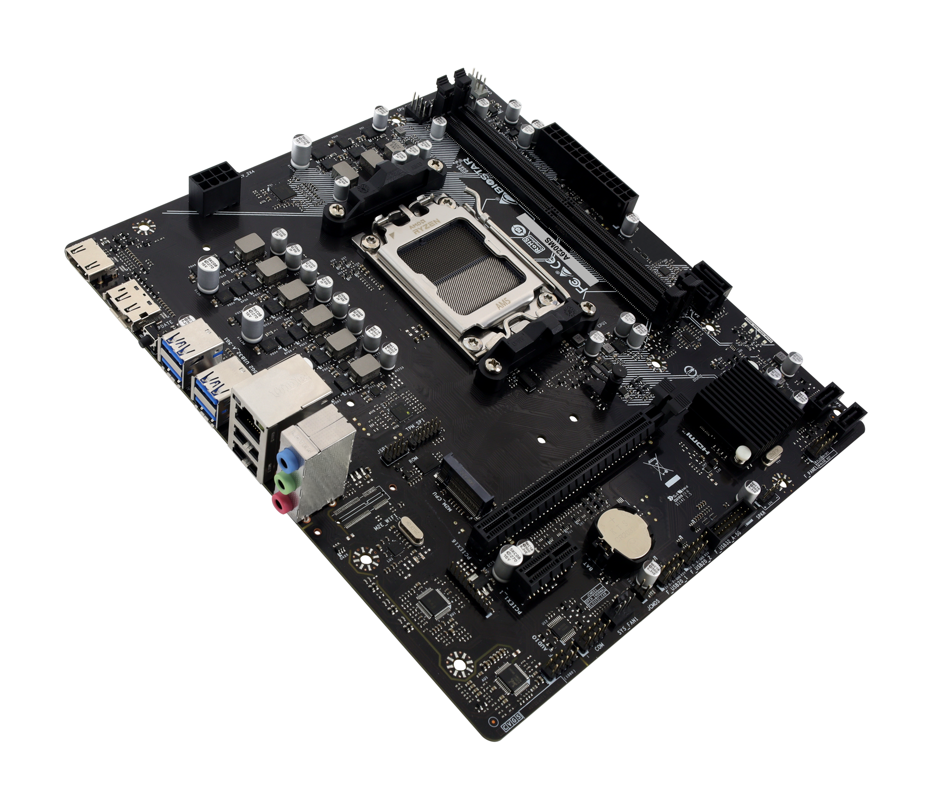 BIOSTAR Placa de baza, skt. AM5, chipset AMD A620, mATX, 2 x DDR5 max. 128 GB, USB 3.2 gen 1, A620MS