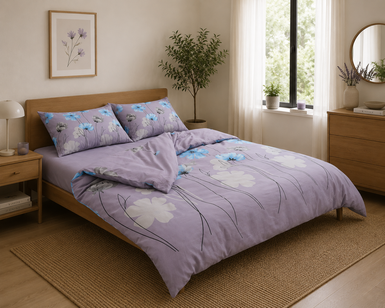 HEINNER Lenjerie dubla,100%bumbac,4 piese, Carol, HR-4BED-132-CRL - imagine 2
