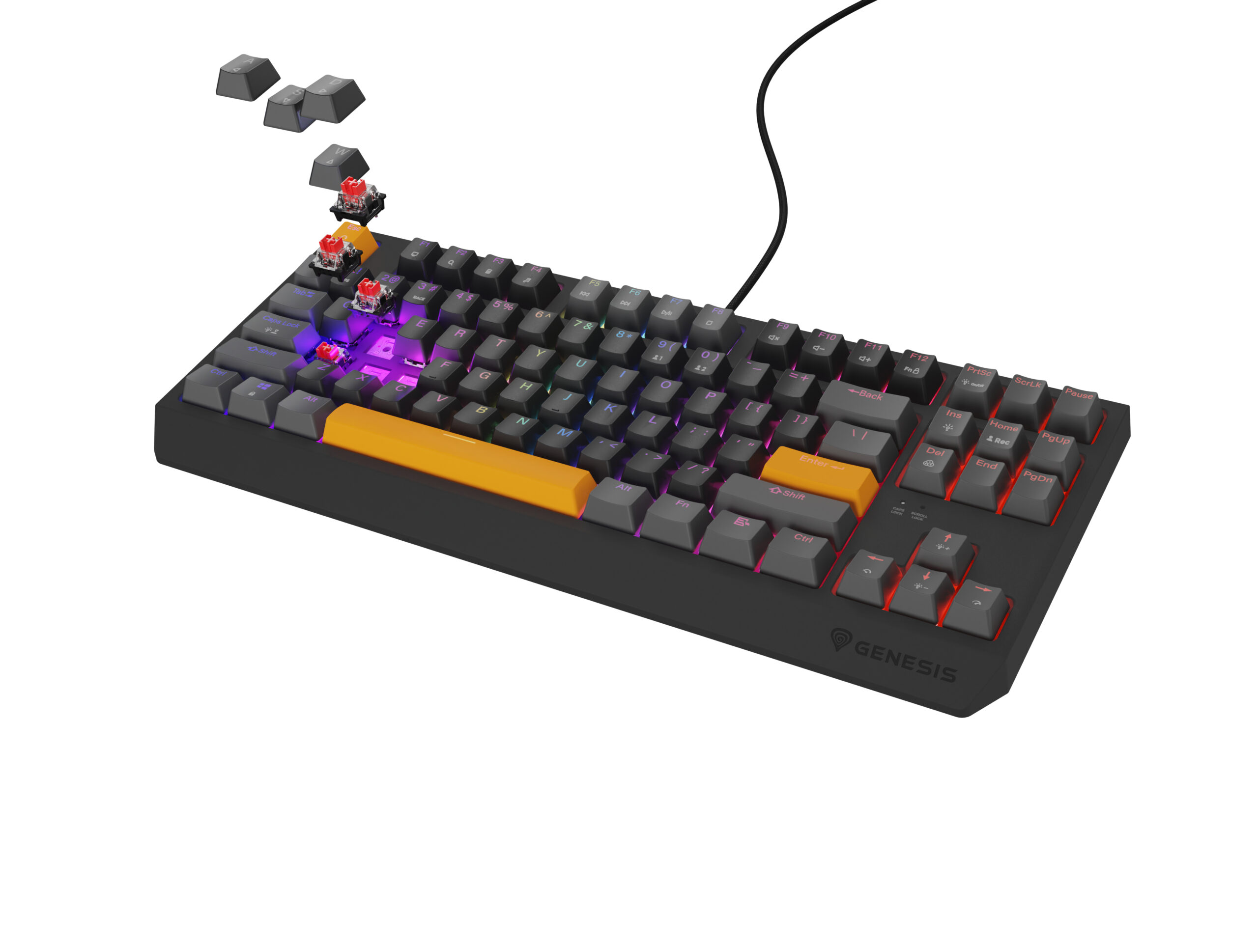 Genesis Tastatura Thor 230 TKL Anchor Gray Positive RGB Outemu Red, NKG-2081 - imagine 2