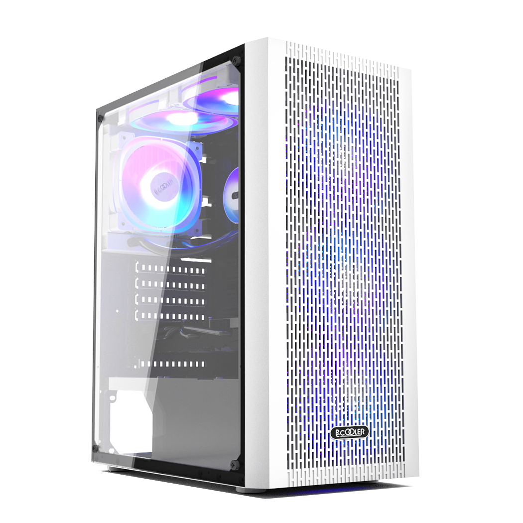 PCCOOLER CARCASA, Middle Tower, ATX, fara sursa, sticla securizata, 3 ventilatoare, MA100 MESH W