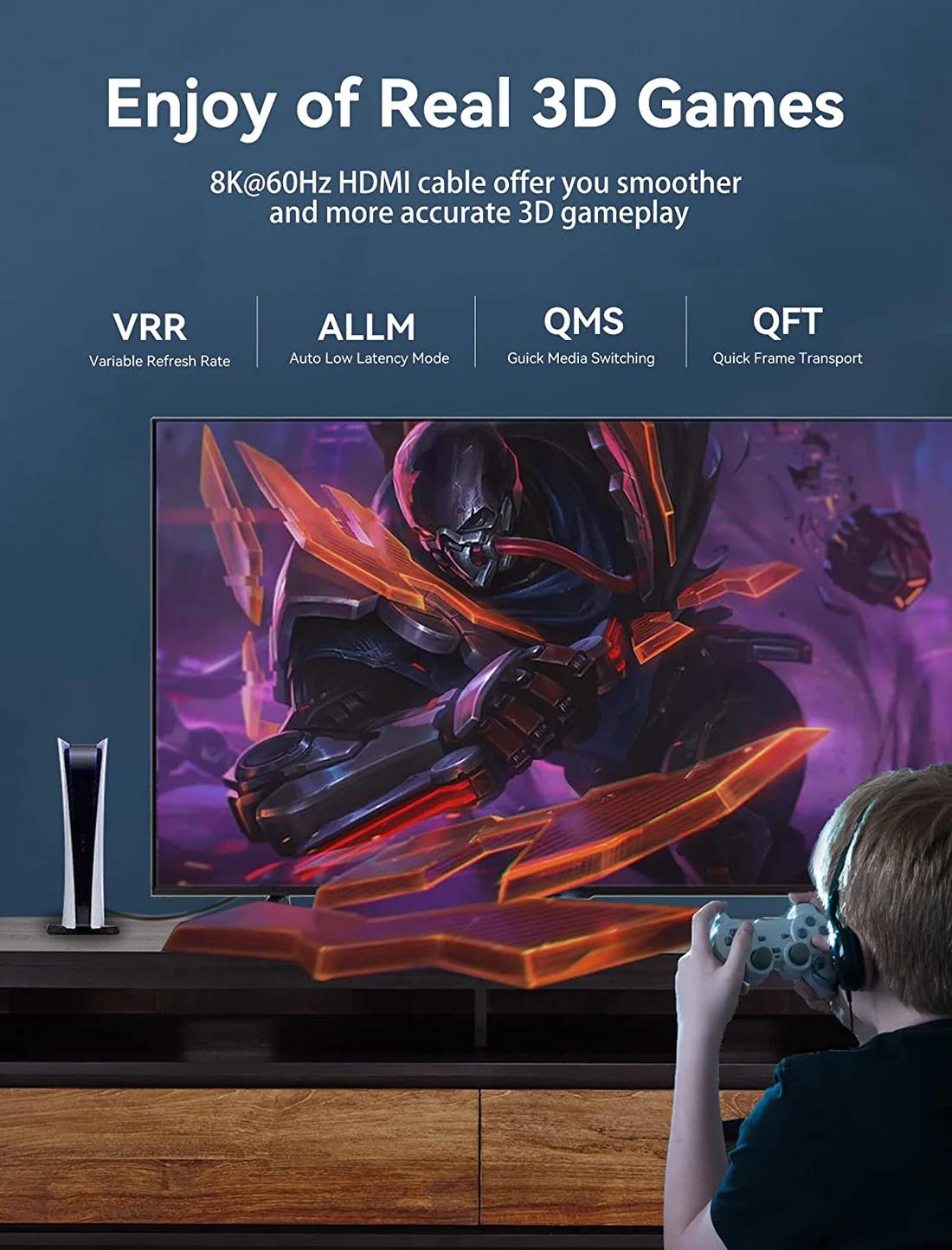 Vention Cablu video, HDMI (T) la HDMI (T), 1m, rezolutie 8K la 60Hz, conectori auriti, negru, AANBF - imagine 2