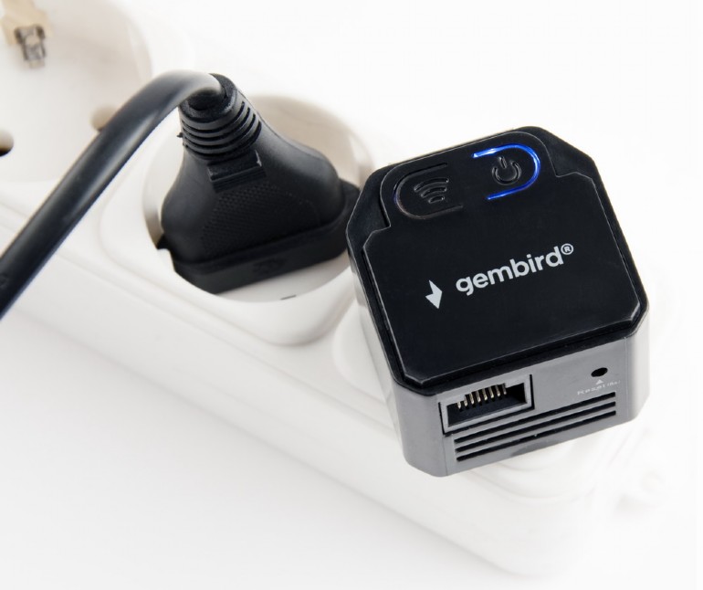 Gembird REPETER, wireless, port RJ45, max. 300 Mbps, suport AP mode, negru, WNP-RP300-03-BK