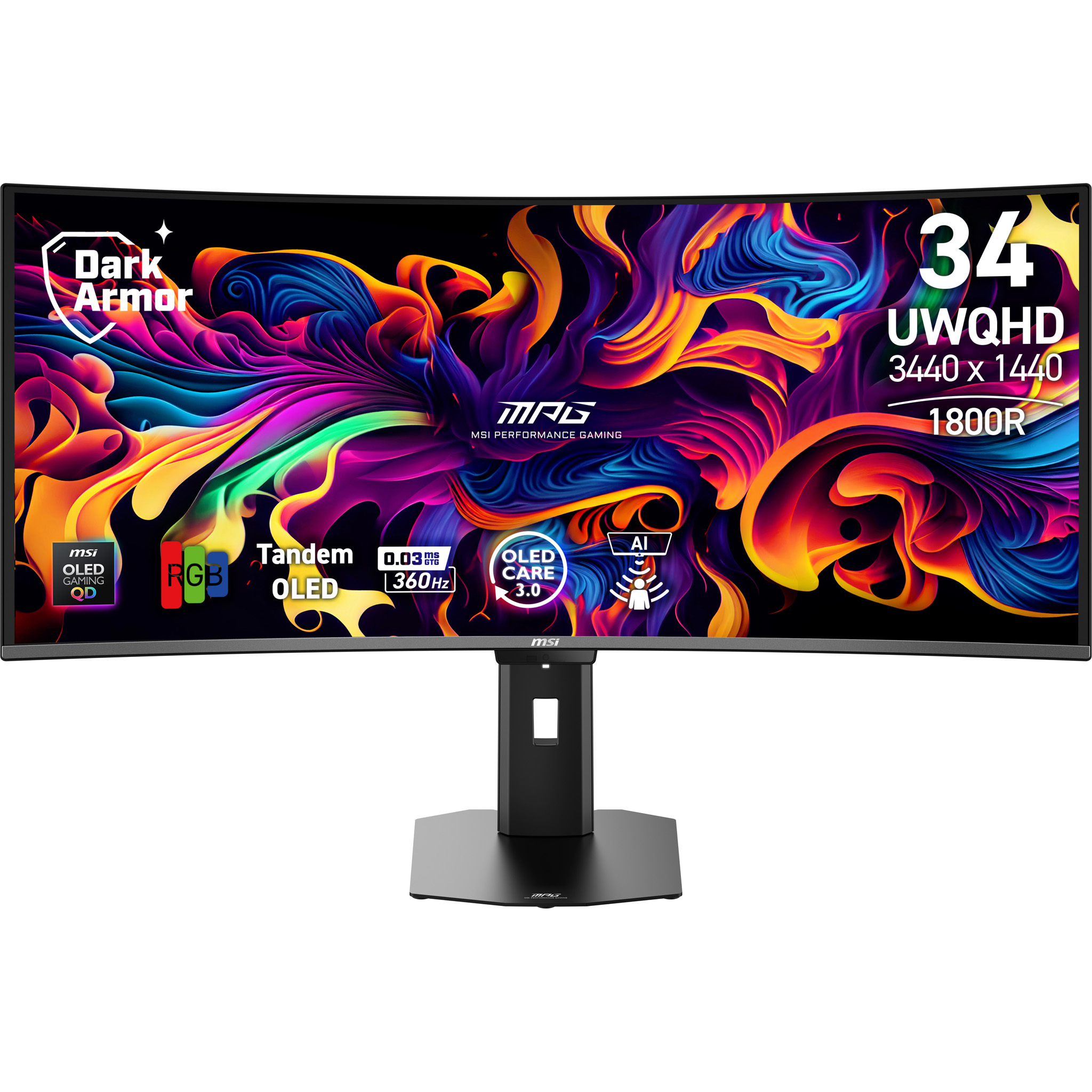 MSI 34inch QD-OLED UWQHD Curve 1800R 360Hz 0.03ms 2xHDMI DP USB Type-C 2xUSB, MPG 341CQR QD-OLED X36