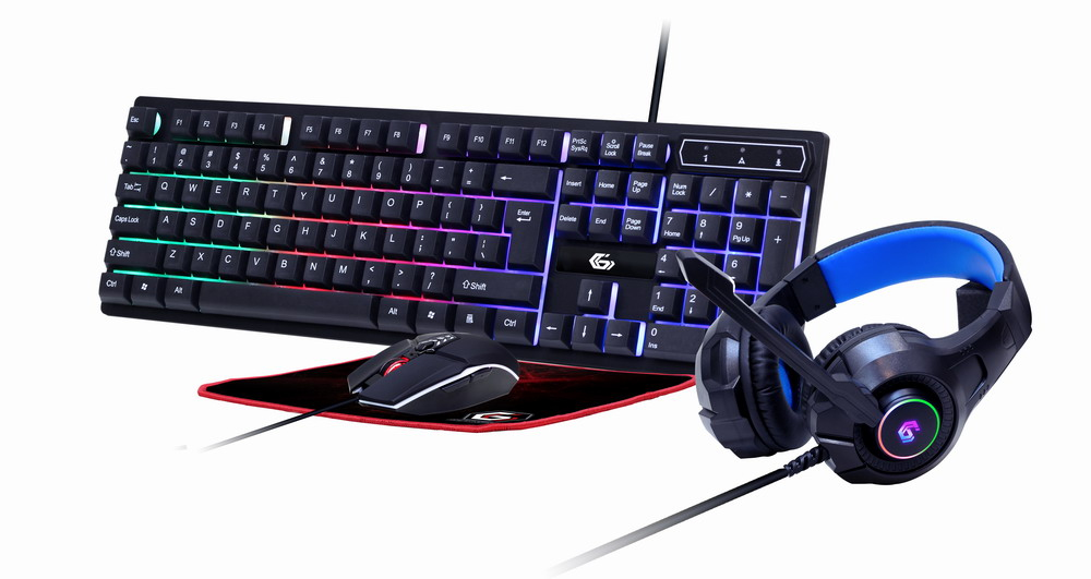 Gembird KIT 4-in-1, gaming, cu fir, tastatura 104 taste + mouse 2400dpi 6 butoane +, GGS-UMGL4-02