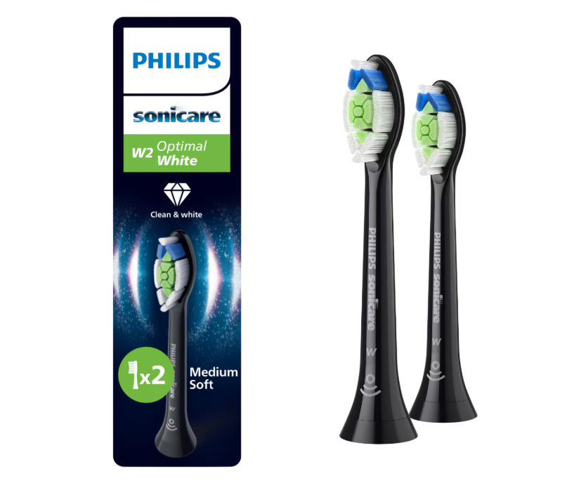 PHILIPS Rezerve Sonicare Optimal White, Pachet de 2 capete de periere, Standard, Click-on, HX6062/88