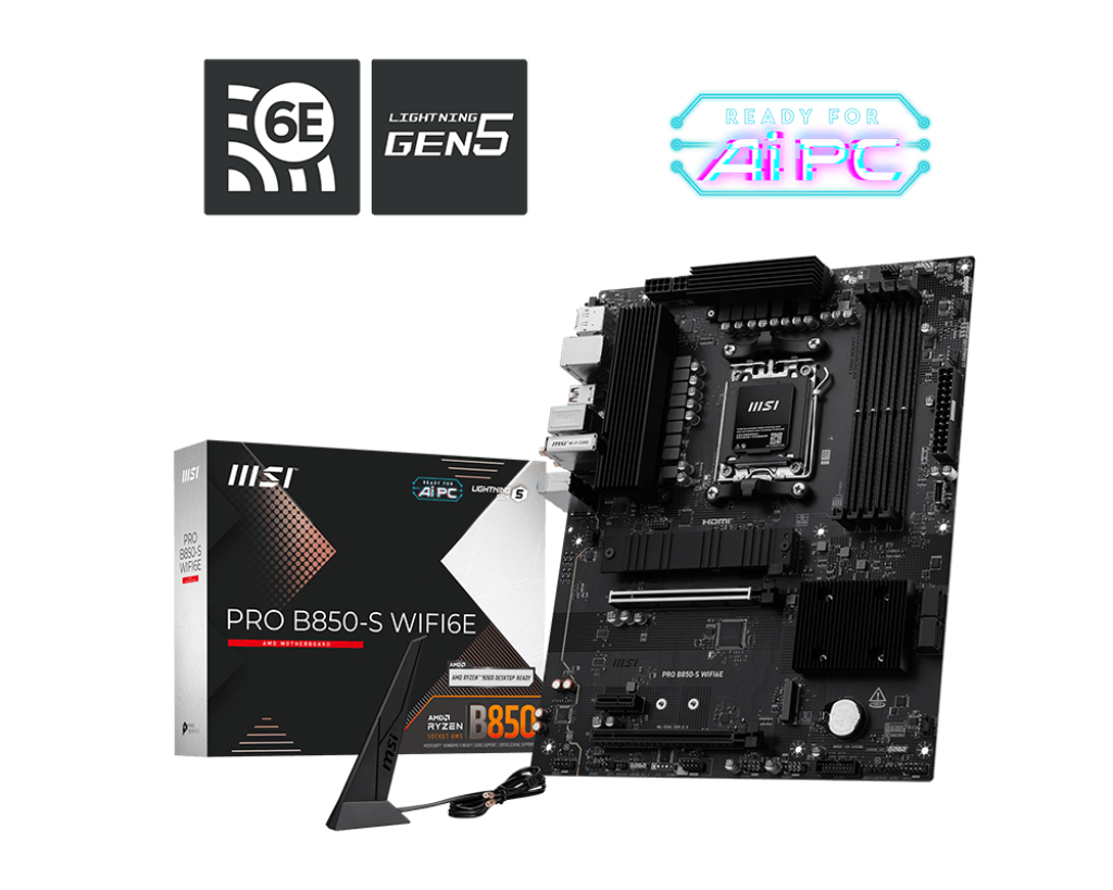 MSI Placa de baza, AM5, DDR5, BT, ATX, Negru 911-7E80-002, PRO B850-S WIFI6E - imagine 2