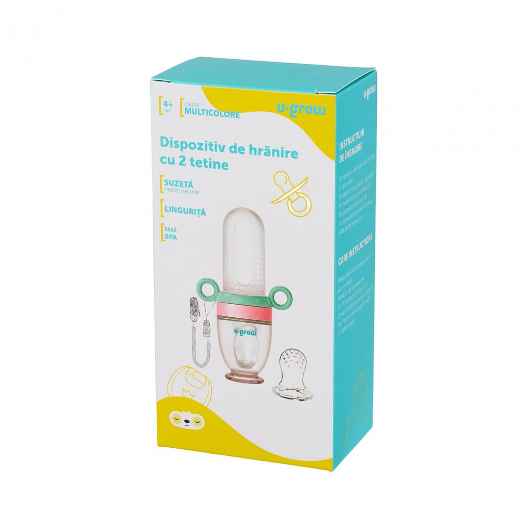 U-GROW Dizpozitiv de hranire cu 2 tetine : suzeta fructe + lingurita, UG-236 - imagine 4