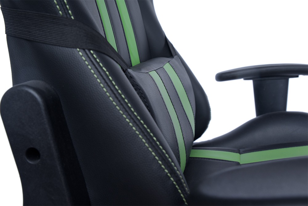 SPACER SCAUN GAMING imitatie piele, black & green, brate ajustabile, greutate max., SPCH-TRINITY-GRN - imagine 15
