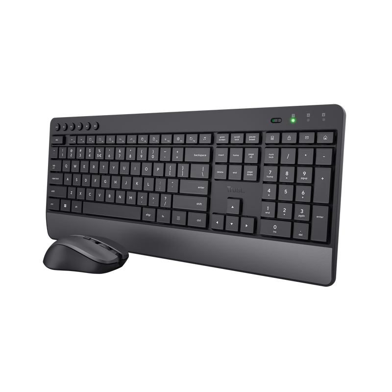 TRUST Kit Wireless tastatura si mouse Trezo, taste numerice, negru, TR-24529