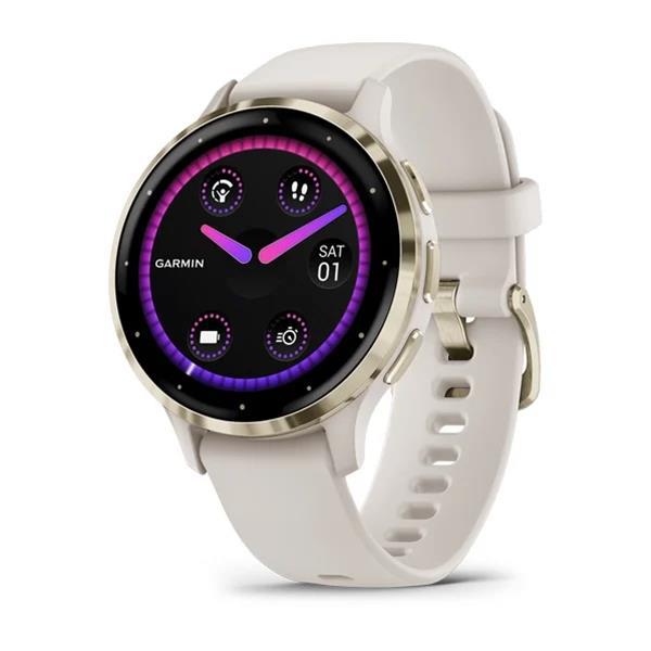 Garmin SMARTWATCH Ceas Venu 3S, Ivory/ Soft Gold, 010-02785-04