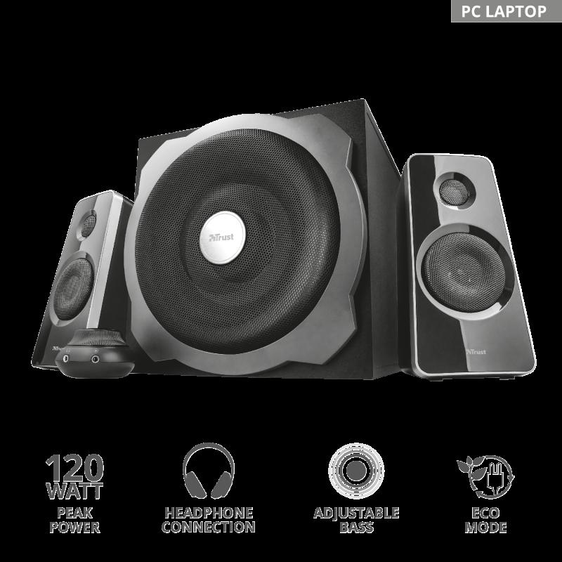 TRUST Boxe Stereo Tytan 2.1 Speaker Set - black, TR-19019 - imagine 2