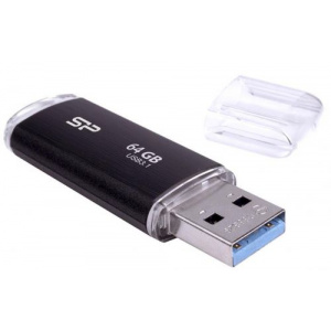 SILICON POWER USB Flash Drive SP, Blaze B02, 3.2, 64GB, Negru, SP064GBUF3B02V1K