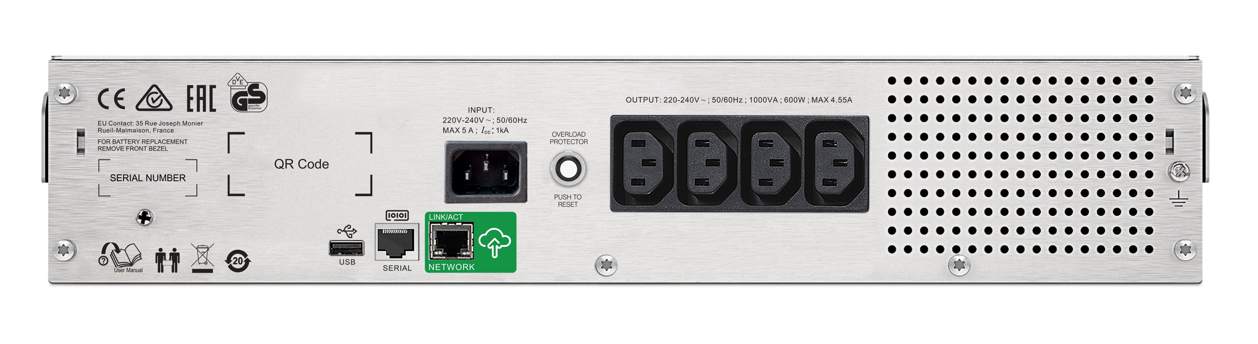 APC UPS,Smart-UPS C,Line Int. sin pura mgmt,rack,1000VA /, SMC1000I-2UC - imagine 2