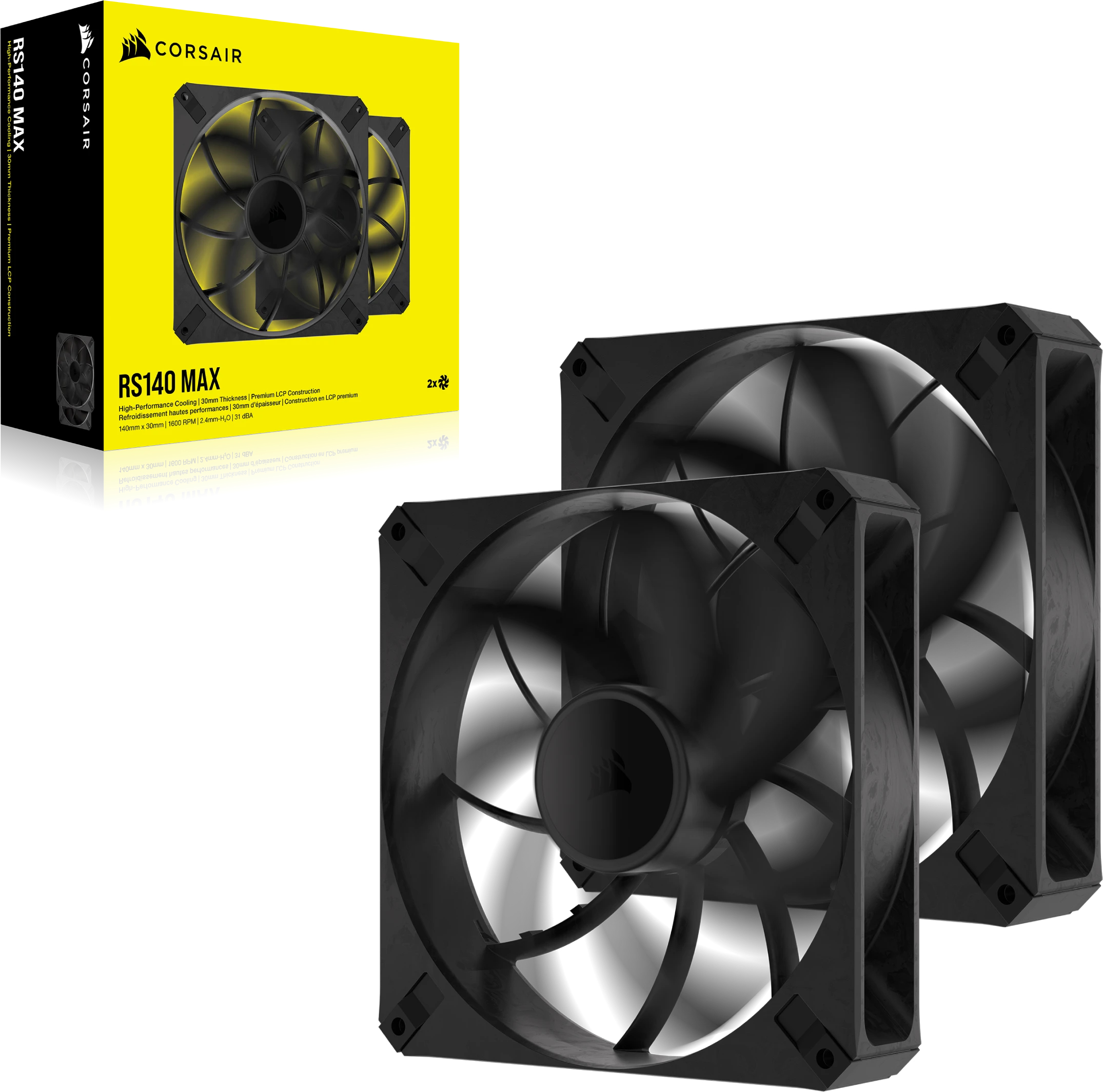 Corsair Ventilator RS140 MAX 140mm PWM, 1600 RPM, Dual Pack, Negru, CO-9050175-WW - imagine 6