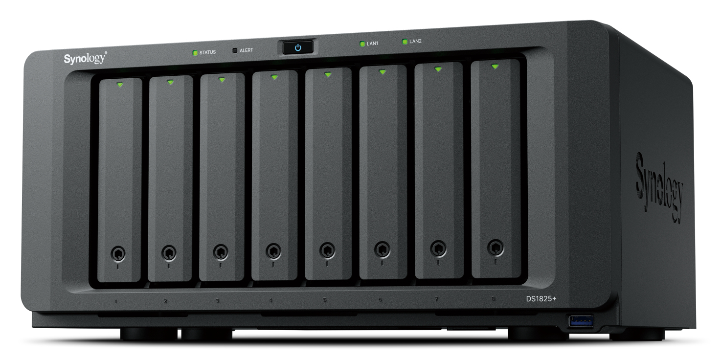 Synology 8-Bay NAS AMD Ryzen Embedded V1500B 8GB DDR4 ECC SODIMM, DS1825+