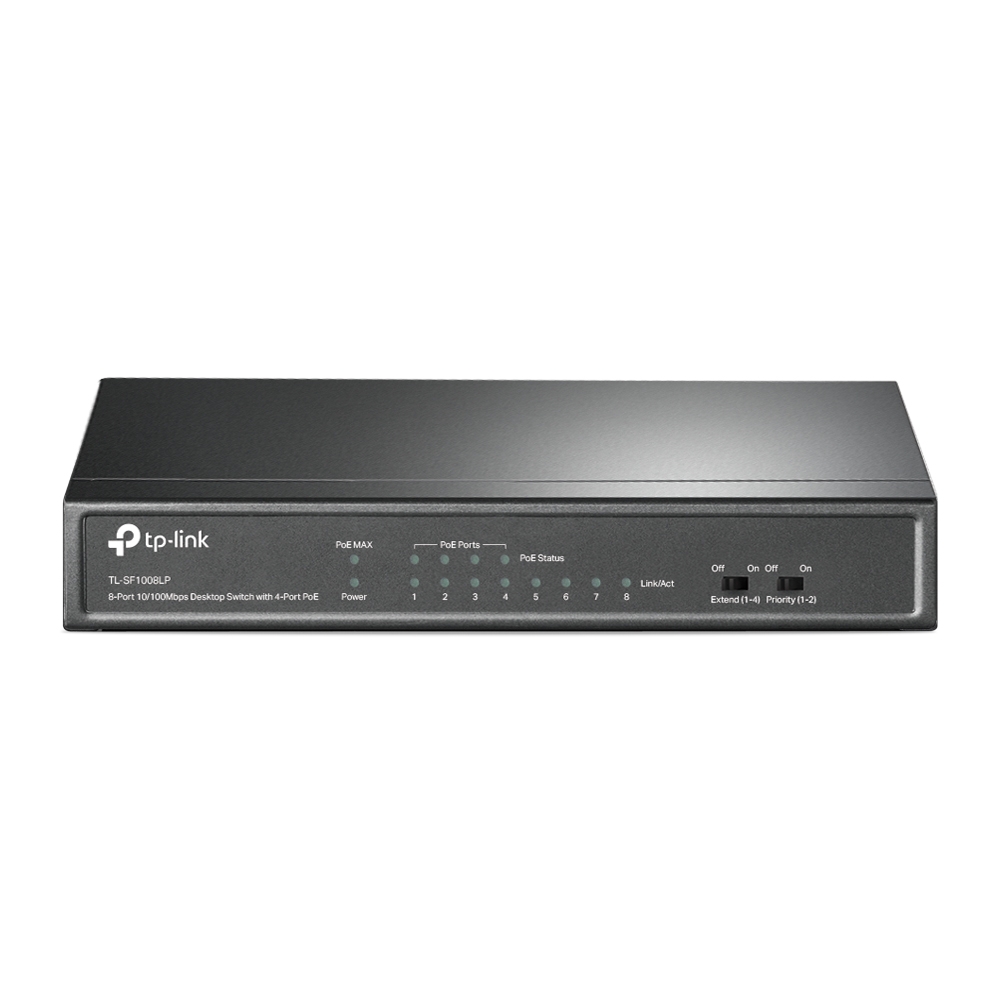 Tp-Link SWITCH PoE 8 porturi 10/100Mbps (4 PoE), IEEE 802.3af, carcasa metalica, TL-SF1008LP