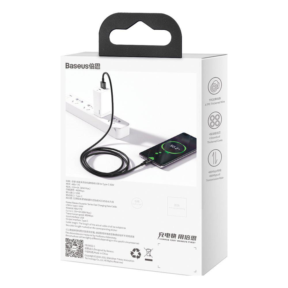 BASEUS Cablu Type-C 66W, 1m, negru, CATYS-01 - imagine 3