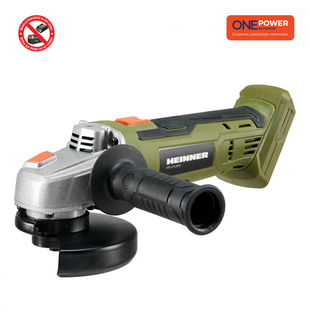 HEINNER ONE POWER by POLIZOR UNGHIULAR 18V 9500RPM (FARA BATERIE SI INCARCATOR), HR-LPU001