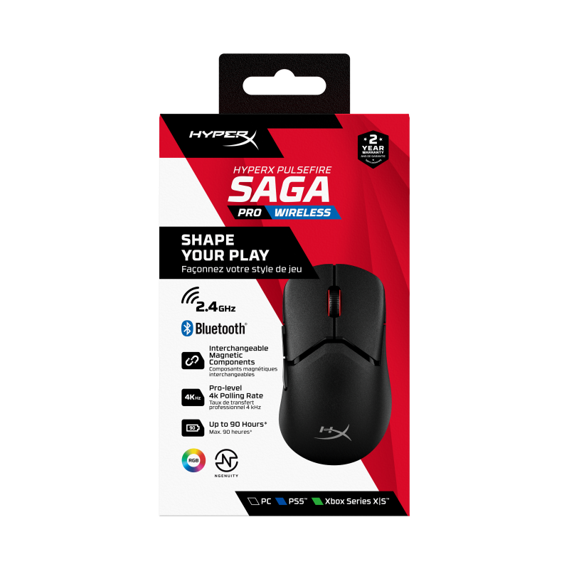 HP Mouse Gaming Wireless HyperX Pulsefire Saga Pro, 3200 dpi, Negru, A2PB2AA