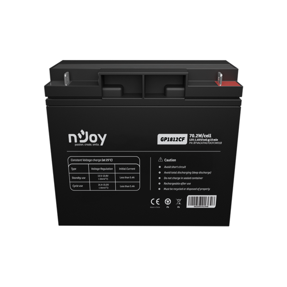 Njoy Baterie UPS | | GP1812CF | 12 V | 18 A | Borne F3 | 70,2 W | 181 x 77 x 167, BTVACATHGTOCFCW01B