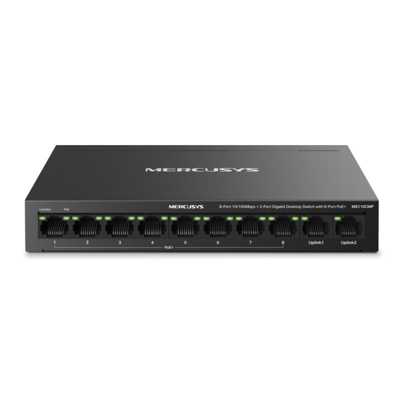MERCUSYS Switch desktop 8-Port 10/100 Mbps + 2-Port Gigabit Desktop Switch with 8-Port, MS110CMP