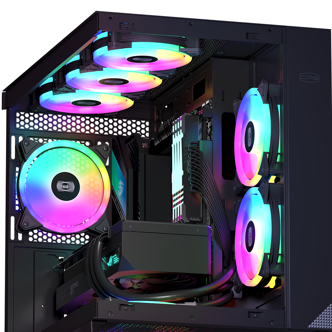 PCCOOLER SET 3 VENTILATOARE, 120mm, 500 - 1800 RPM, LED ARGB, conector 4 pin, F3 T120ARGB 3 IN 1 BK - imagine 2