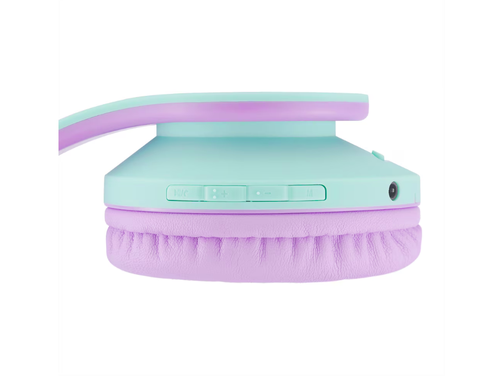 POWERLOCUS Casti Over-ear KidsCat, Wireless/Wired, Multicolor, PWL-P2KIDSCAT-TEALPURPLE - imagine 4